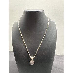 Napier Silver-Tone Cross Pendant Necklace With Rhinestone Accents
